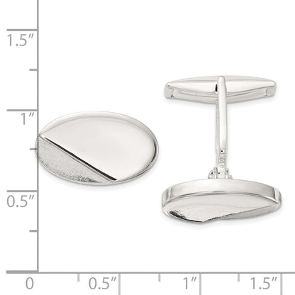 Sterling Silver Polished and Textured Oval Cuff Links