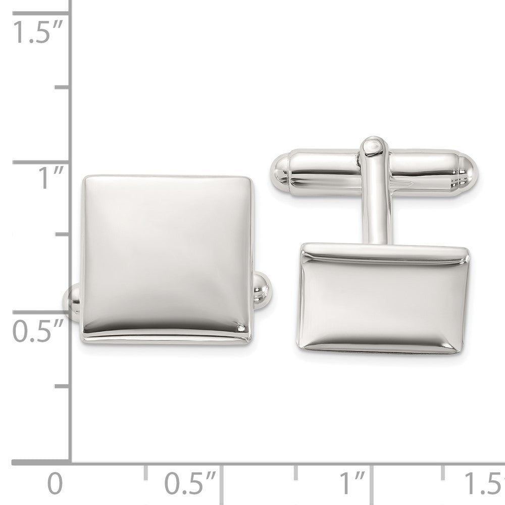 Sterling Silver Rhodium-Plated Polished Square Cuff Links