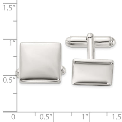 Sterling Silver Rhodium-Plated Polished Square Cuff Links