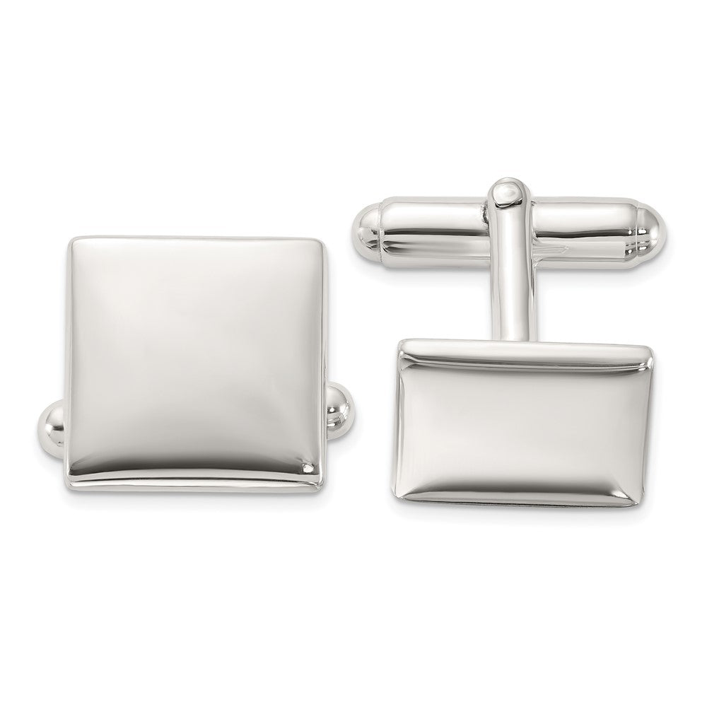 Sterling Silver Rhodium-Plated Polished Square Cuff Links