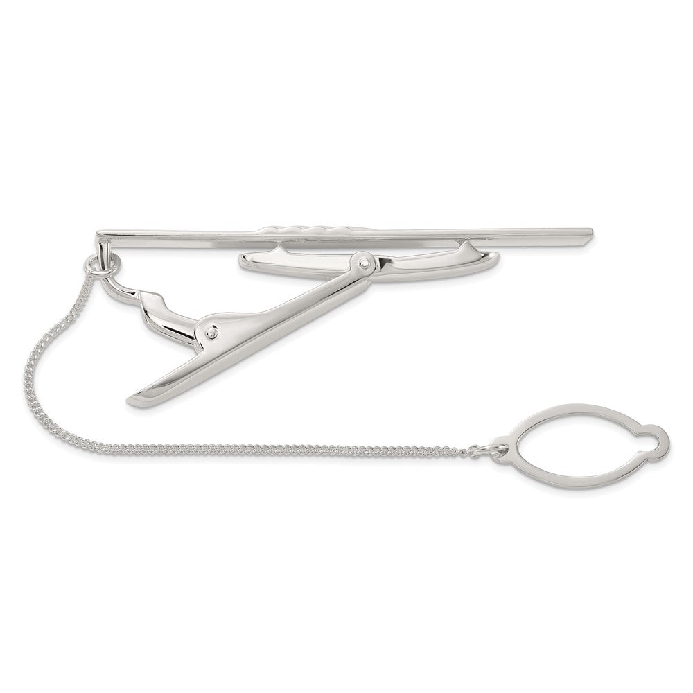 Sterling Silver Polished W/tie Chain Tie Bar
