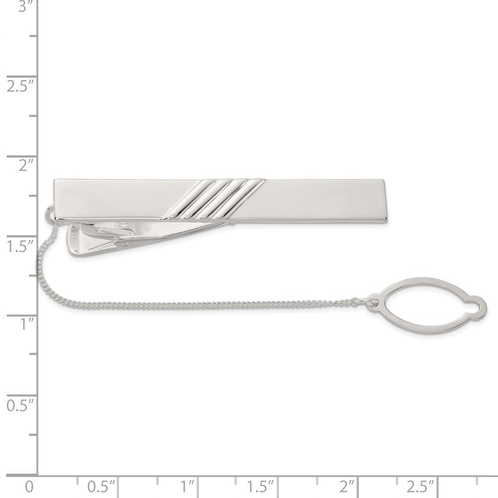 Sterling Silver Polished W/tie Chain Tie Bar