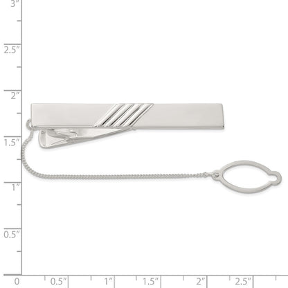 Sterling Silver Polished W/tie Chain Tie Bar