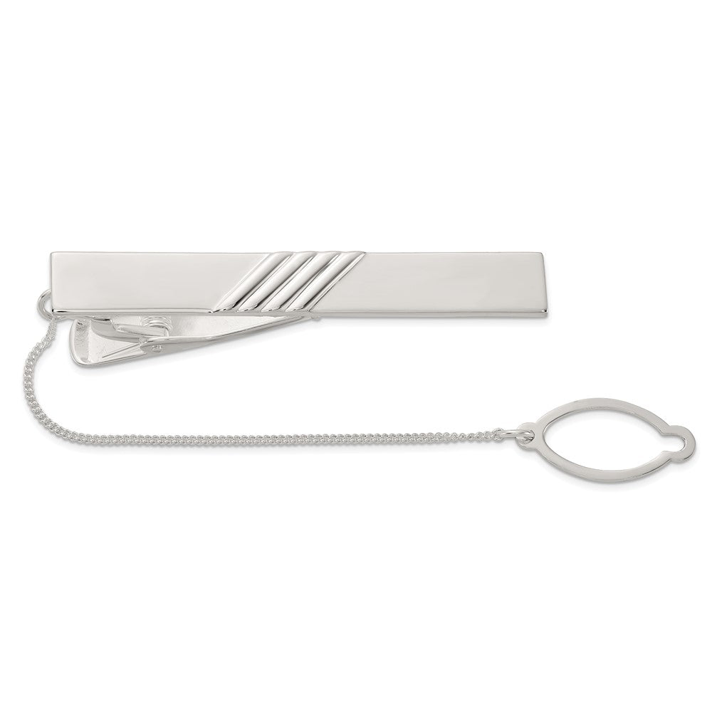 Sterling Silver Polished W/tie Chain Tie Bar