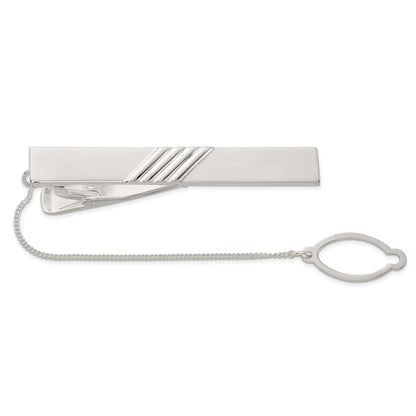 Sterling Silver Polished W/tie Chain Tie Bar