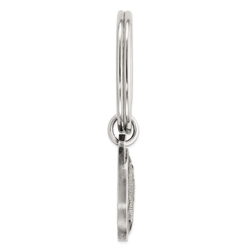 Sterling Silver Rhodium-Plated Black Epoxy Bass Fish Keychain