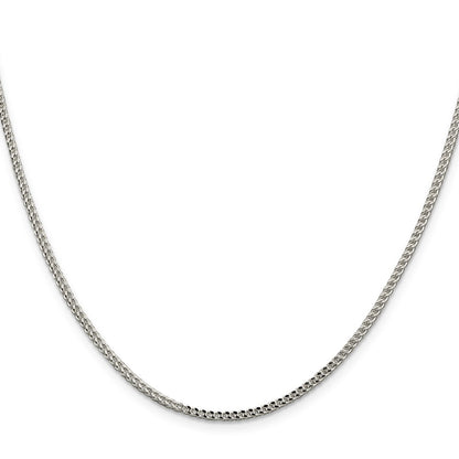 20 Inch Sterling Silver 2mm D/C Square Franco Chain Necklace