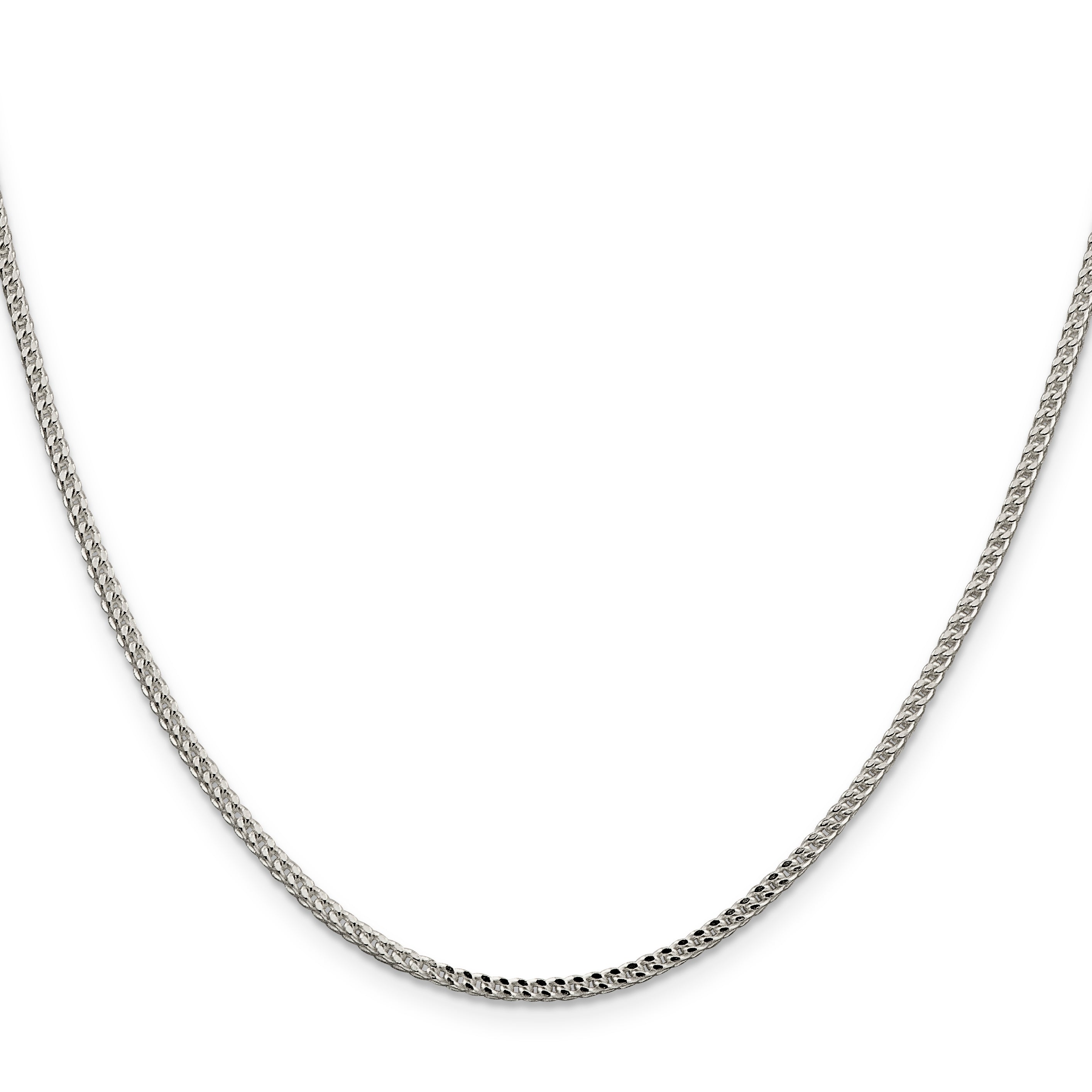 30 Inch Sterling Silver 2mm D/C Square Franco Chain