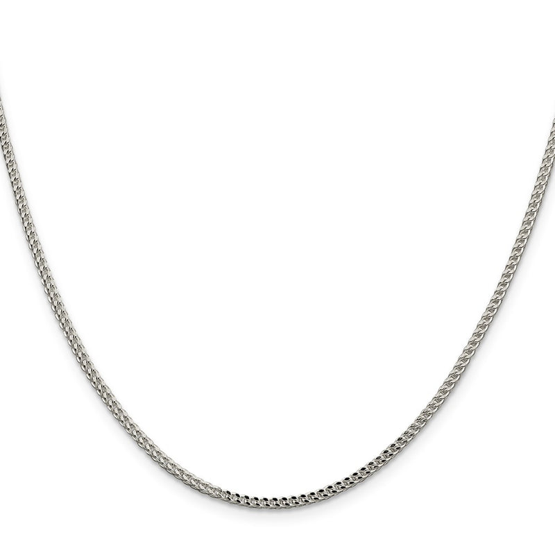 30 Inch Sterling Silver 2mm D/C Square Franco Chain Necklace