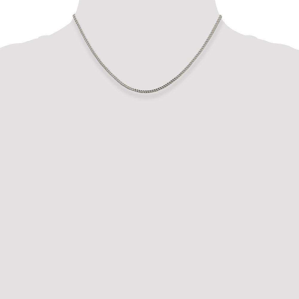 16 Inch Sterling Silver 2mm D/C Square Franco Chain Necklace