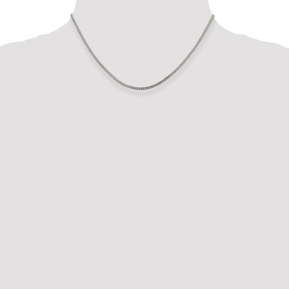 16 Inch Sterling Silver 2mm D/C Square Franco Chain Necklace