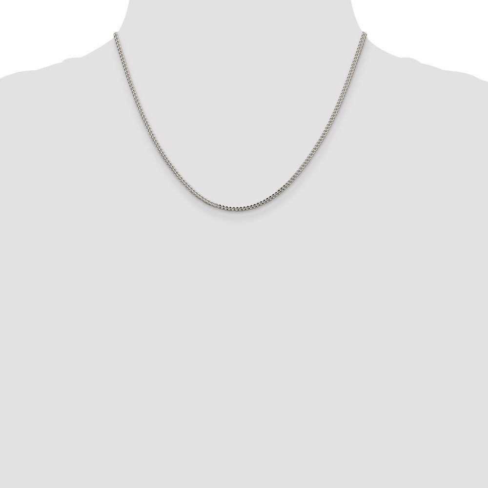 18 Inch Sterling Silver 2mm D/C Square Franco Chain Necklace