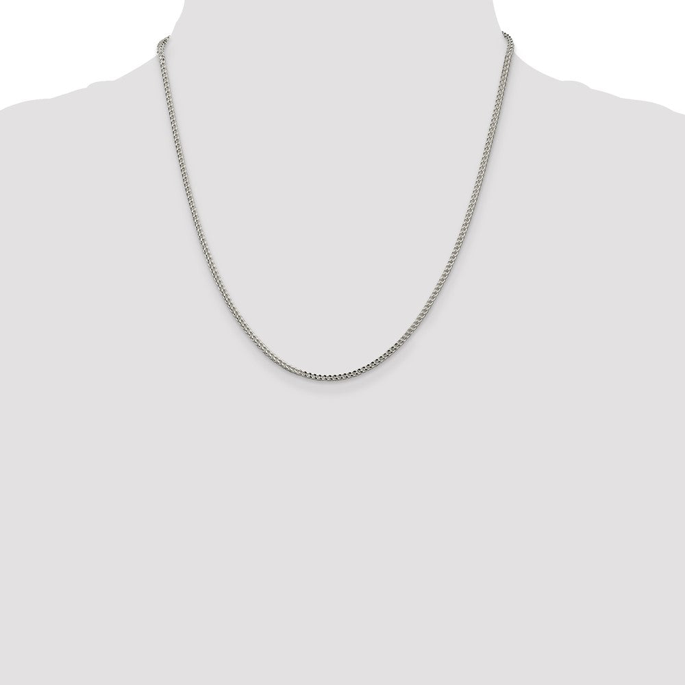 20 Inch Sterling Silver 2mm D/C Square Franco Chain Necklace