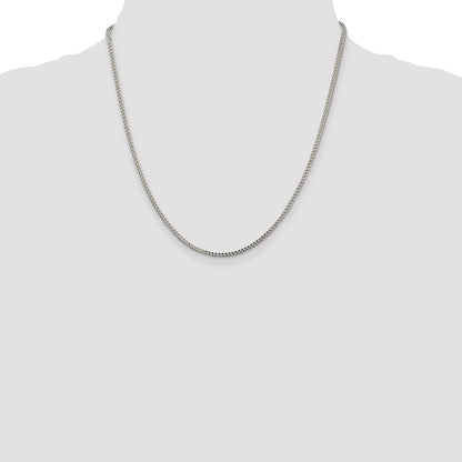 20 Inch Sterling Silver 2mm D/C Square Franco Chain Necklace