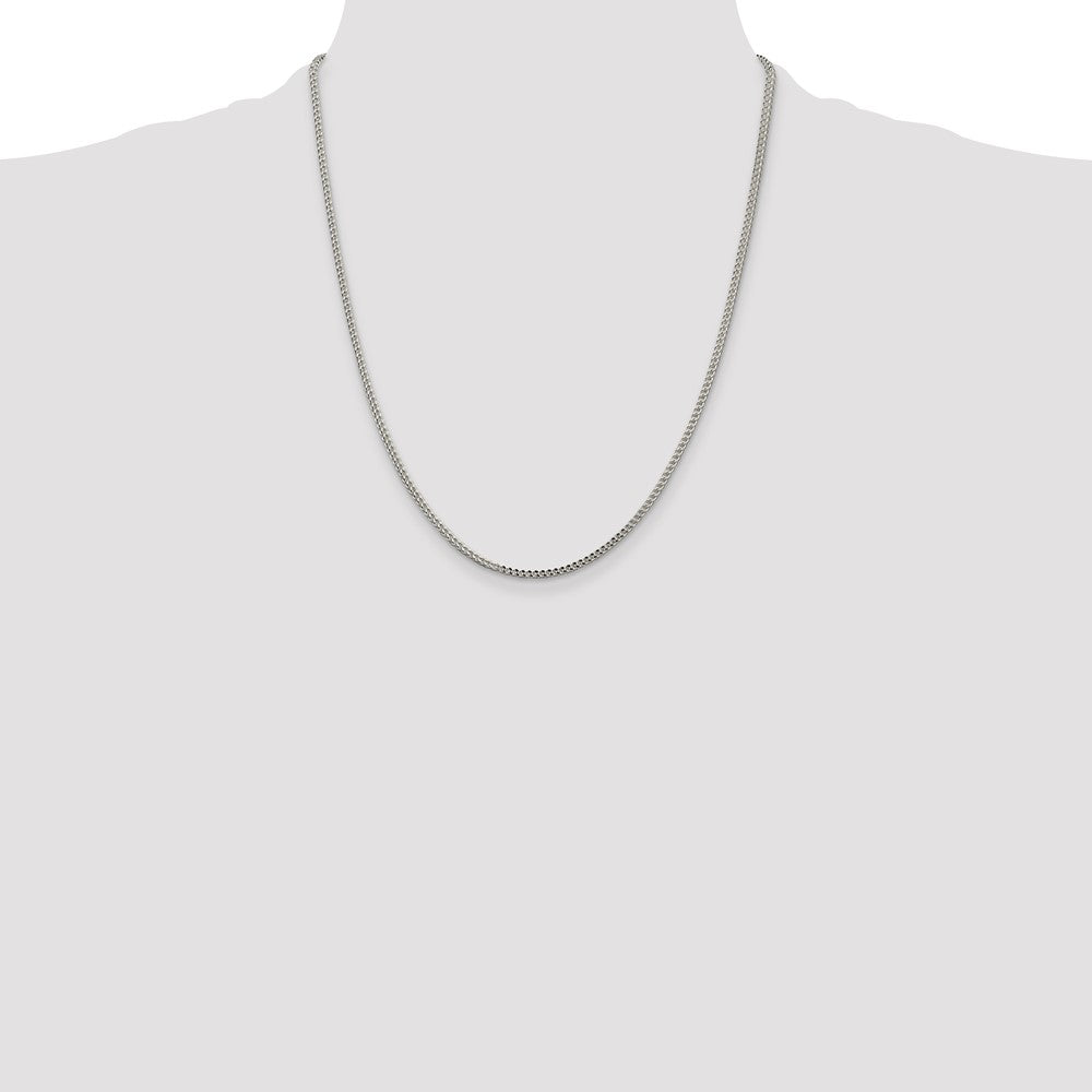 22 Inch Sterling Silver 2mm D/C Square Franco Chain Necklace