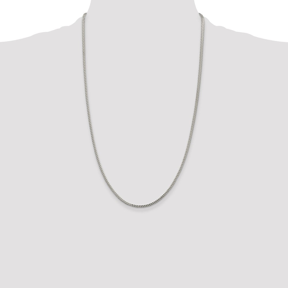 26 Inch Sterling Silver 2mm D/C Square Franco Chain Necklace