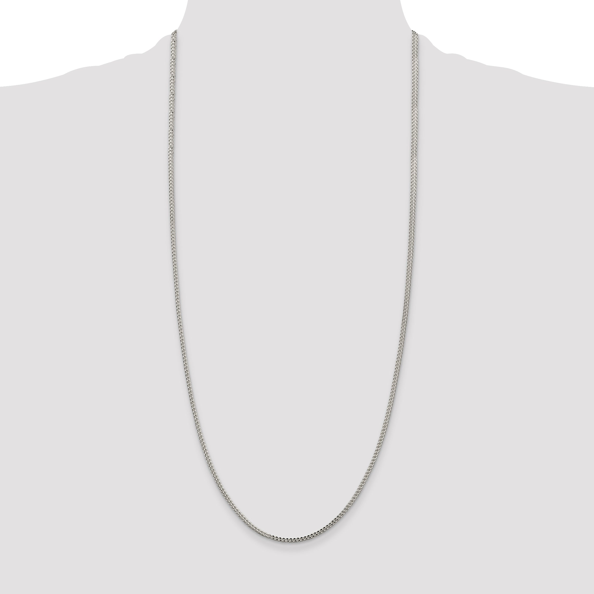 30 Inch Sterling Silver 2mm D/C Square Franco Chain