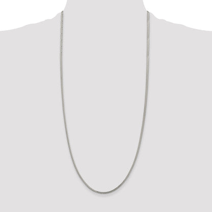 30 Inch Sterling Silver 2mm D/C Square Franco Chain