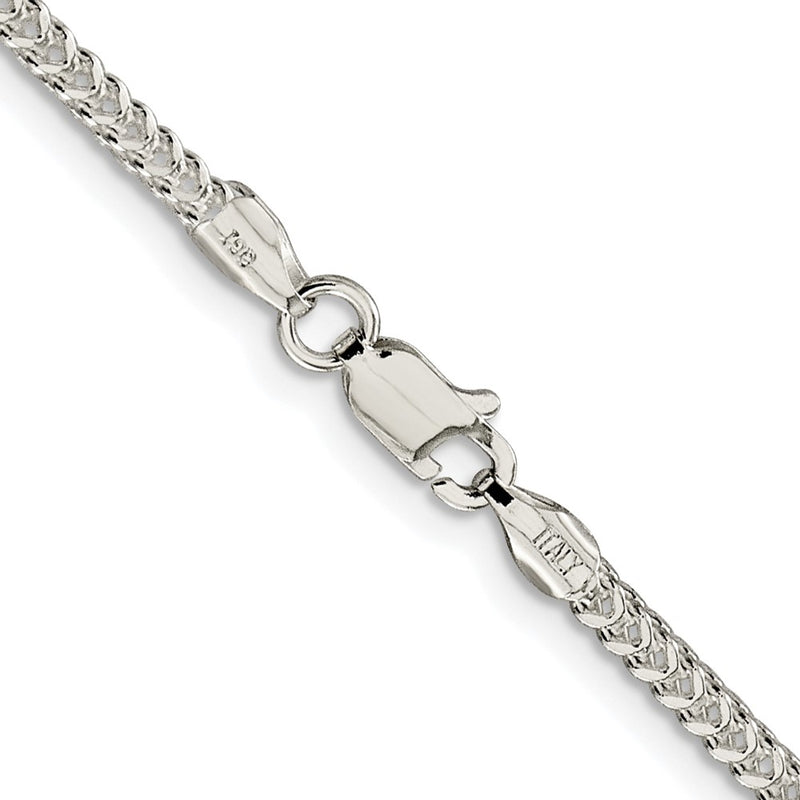 Sterling Silver Rhodium-Plated 1.8mm D/c Square Franco Chain