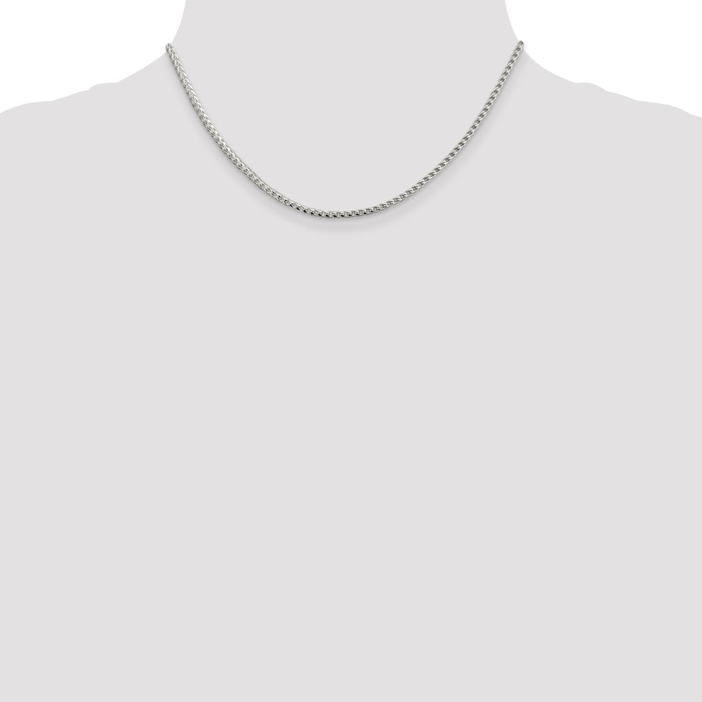 16 Inch Sterling Silver 2.55mm D/C Square Franco Chain Necklace