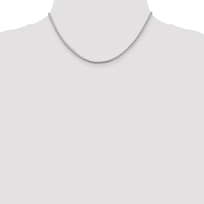 16 Inch Sterling Silver 2.55mm D/C Square Franco Chain Necklace