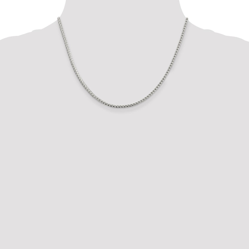18 Inch Sterling Silver 2.55mm D/C Square Franco Chain Necklace