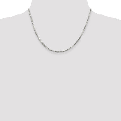 18 Inch Sterling Silver 2.55mm D/C Square Franco Chain Necklace