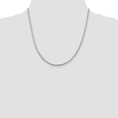 20 Inch Sterling Silver 2.55mm D/C Square Franco Chain Necklace