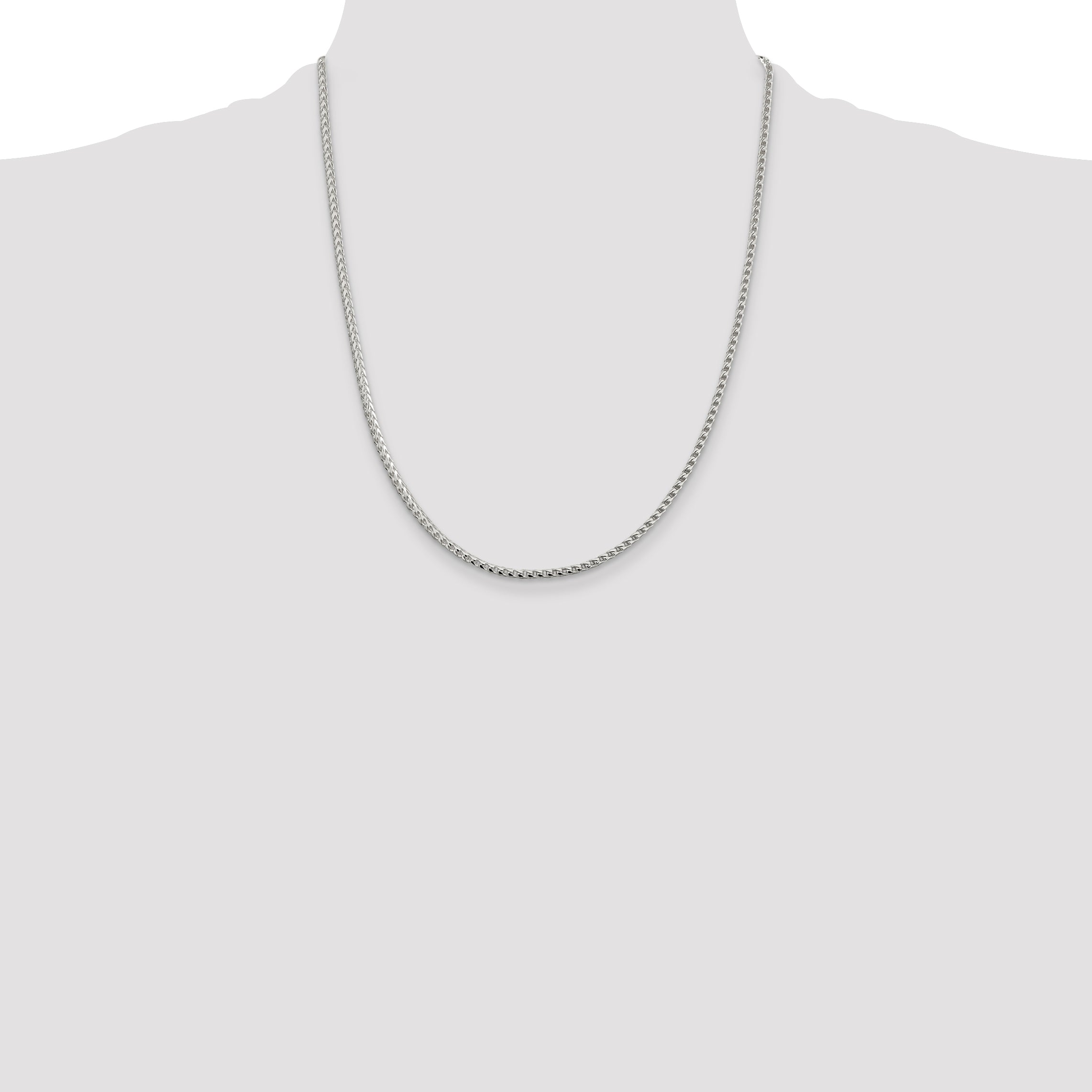 22 Inch Sterling Silver 2.55mm D/C Square Franco Chain