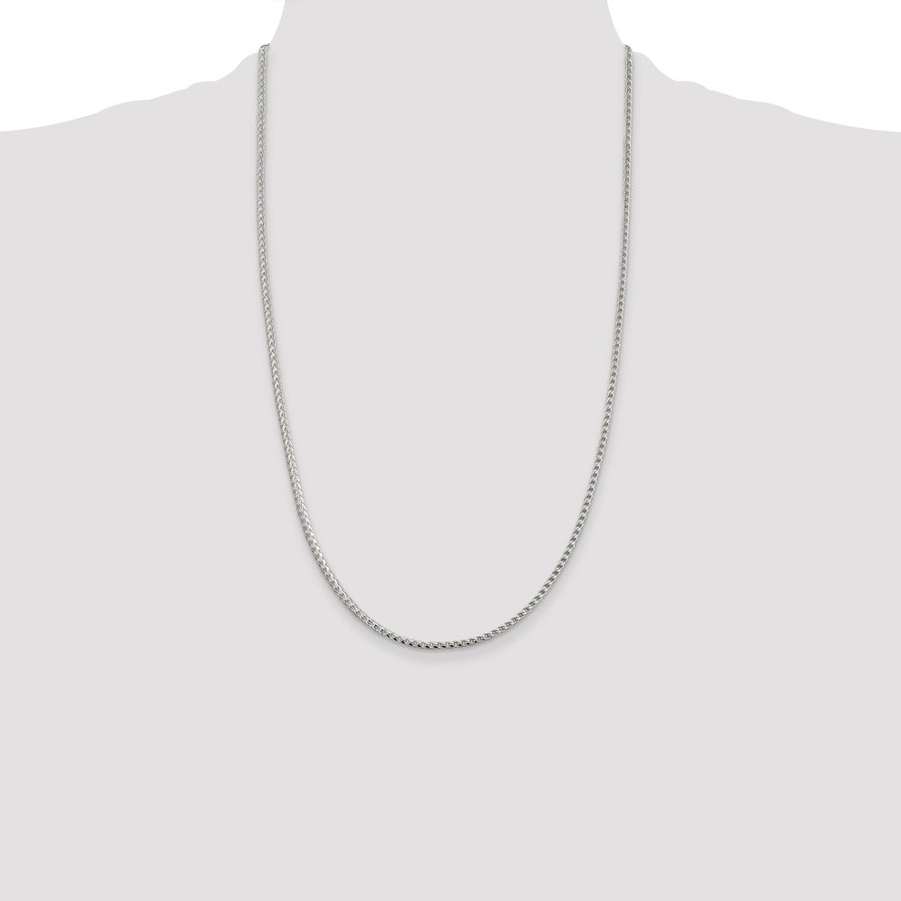 26 Inch Sterling Silver 2.55mm D/C Square Franco Chain Necklace
