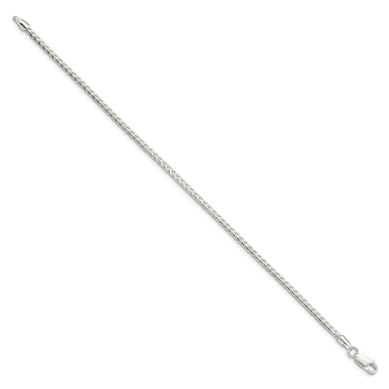 Sterling Silver 2.55mm D/C Square Franco Chain Bracelet