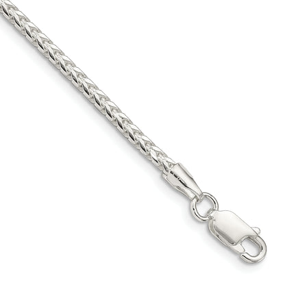 7 Inch Sterling Silver 2.55mm D/C Square Franco Chain