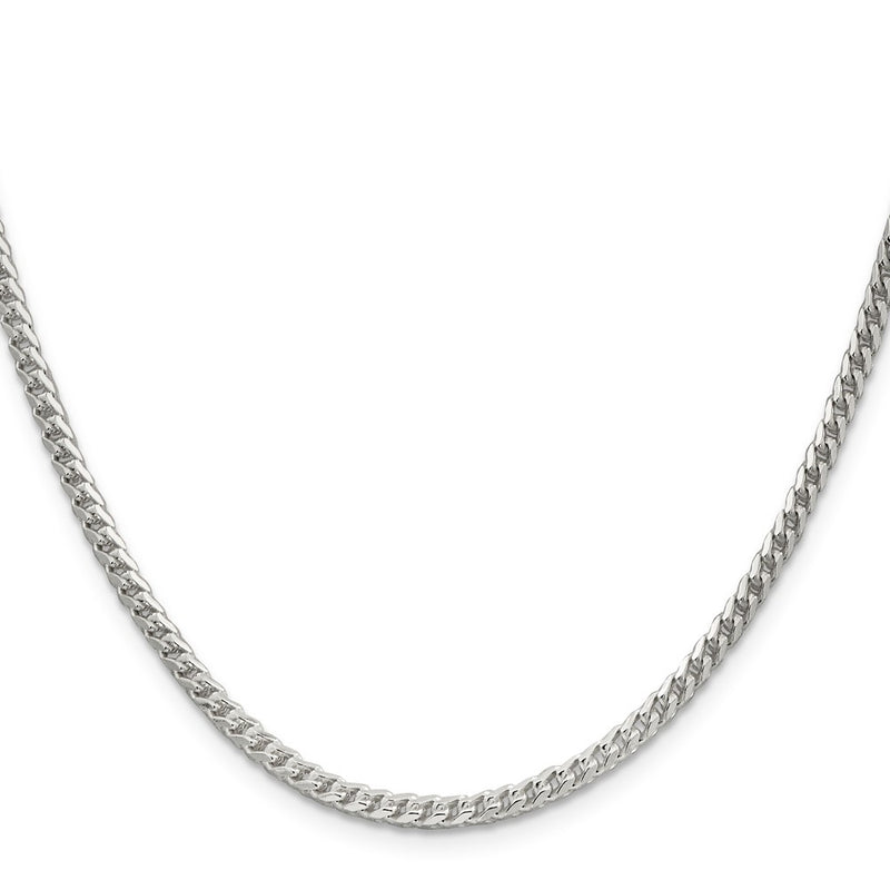 30 Inch Sterling Silver 3.1mm D/C Square Franco Chain Necklace