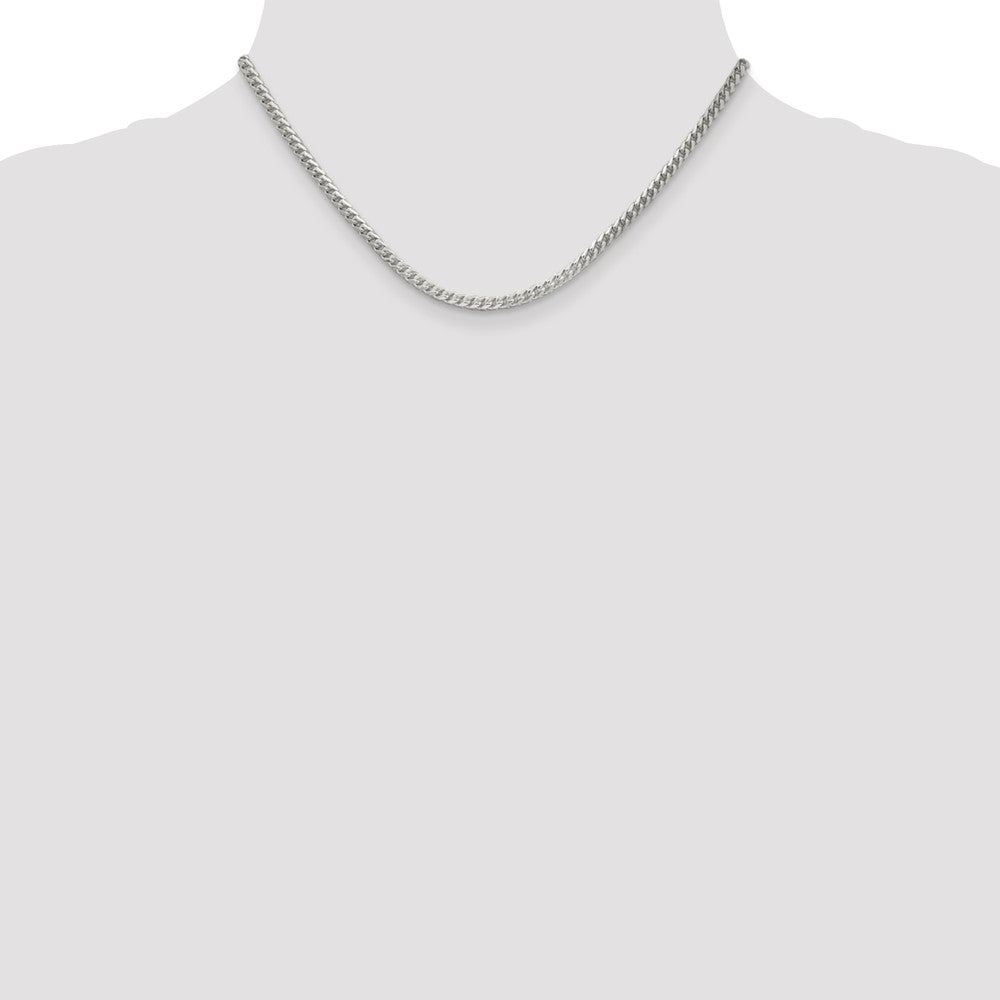 16 Inch Sterling Silver 3.1mm D/C Square Franco Chain Necklace