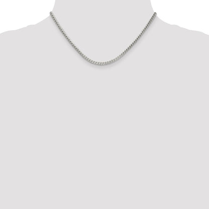 16 Inch Sterling Silver 3.1mm D/C Square Franco Chain Necklace