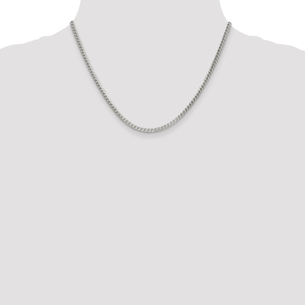 18 Inch Sterling Silver 3.1mm D/C Square Franco Chain Necklace
