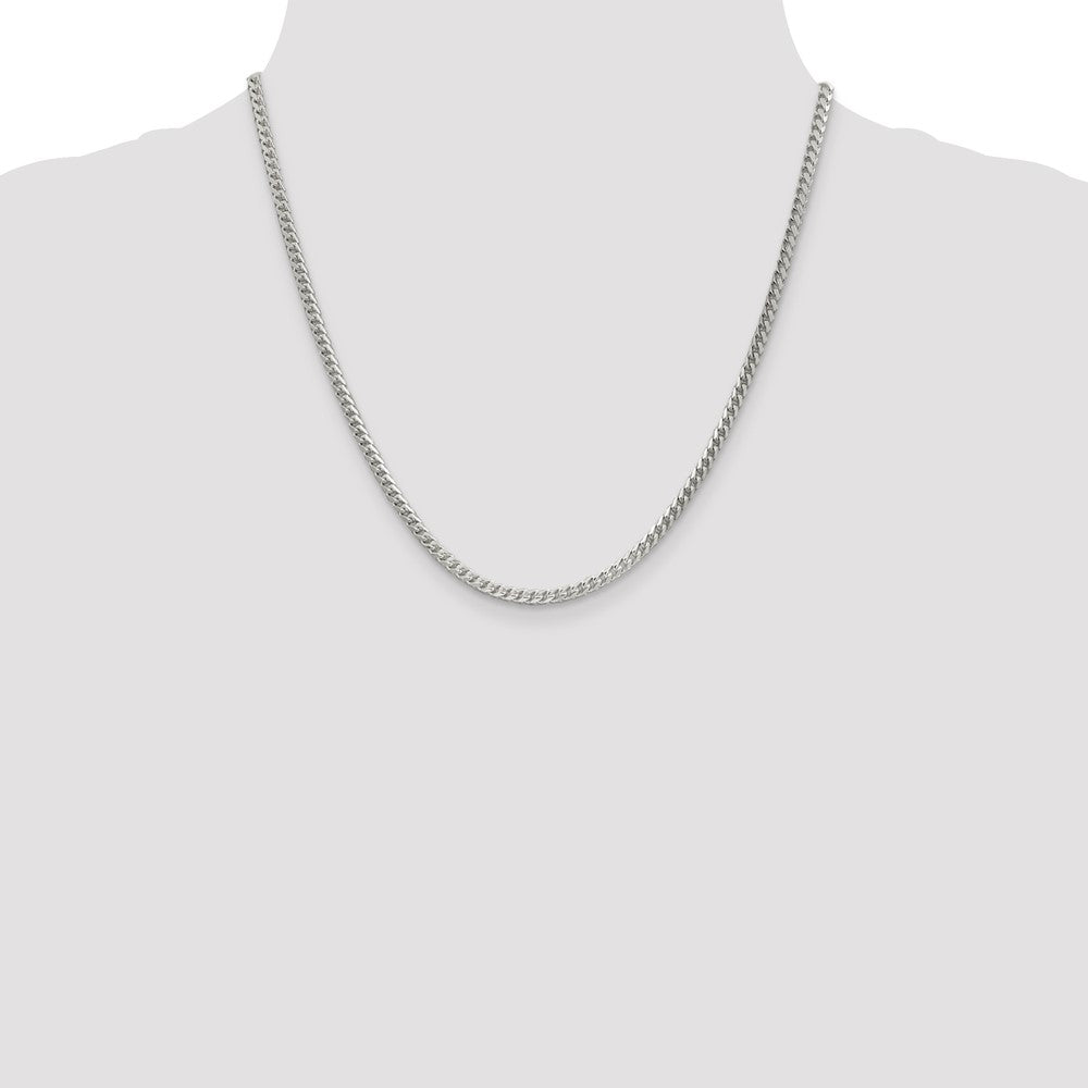 20 Inch Sterling Silver 3.1mm D/C Square Franco Chain Necklace
