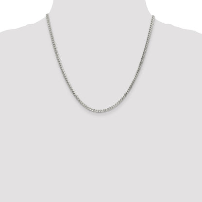 20 Inch Sterling Silver 3.1mm D/C Square Franco Chain Necklace