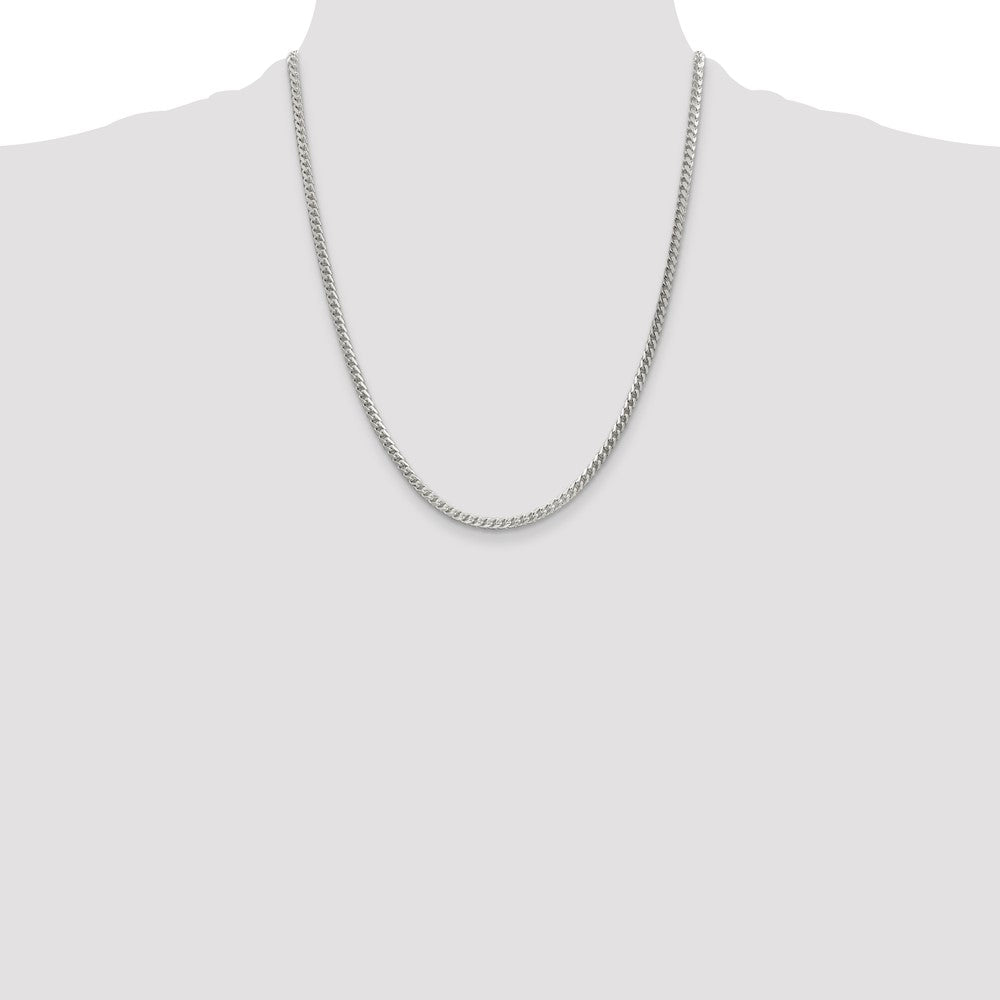 22 Inch Sterling Silver 3.1mm D/C Square Franco Chain Necklace
