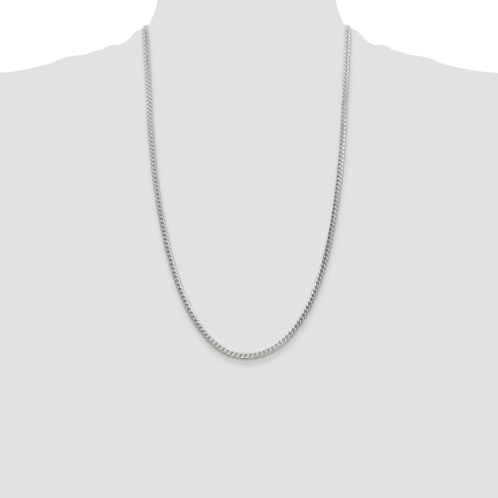26 Inch Sterling Silver 3.1mm D/C Square Franco Chain Necklace