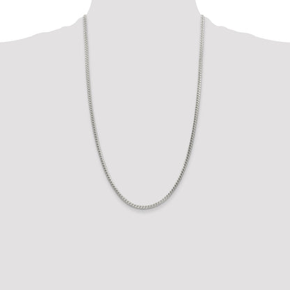 26 Inch Sterling Silver 3.1mm D/C Square Franco Chain Necklace