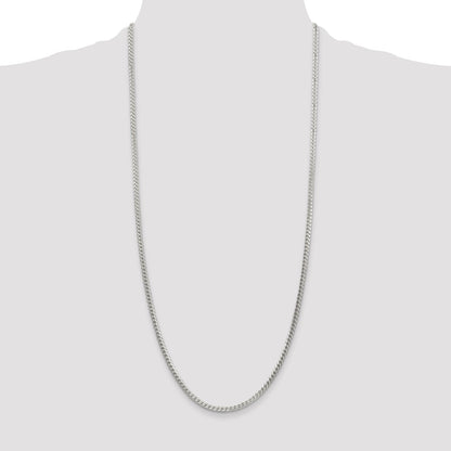 30 Inch Sterling Silver 3.1mm D/C Square Franco Chain Necklace