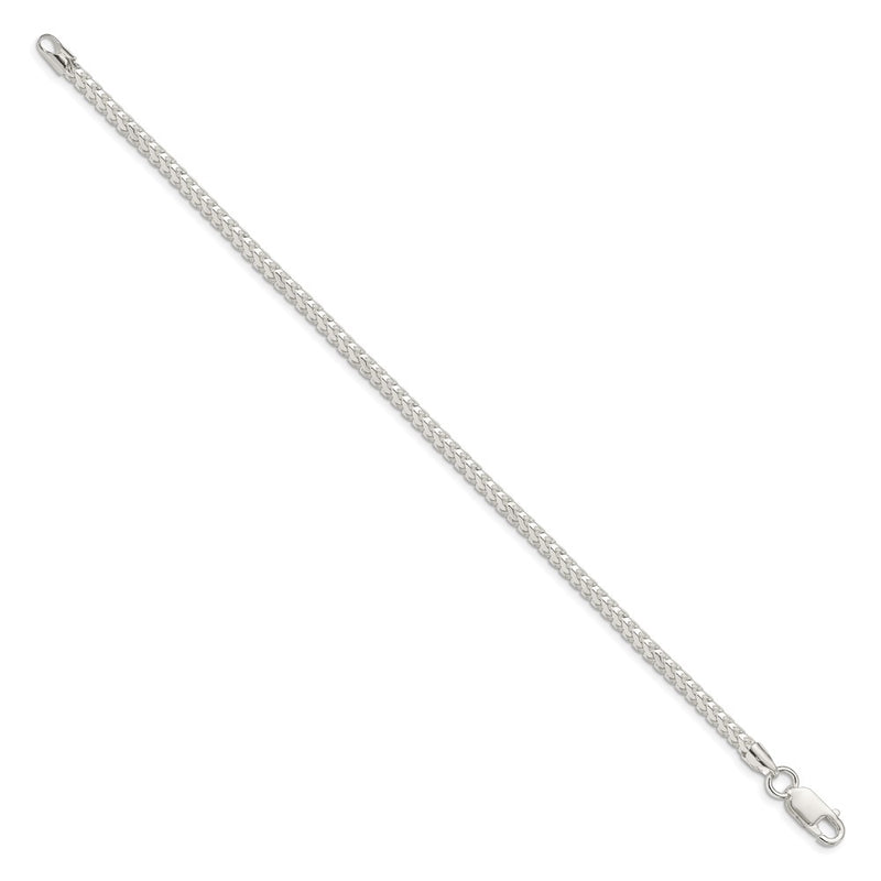 8 Inch Sterling Silver 3.1mm D/C Square Franco Chain Bracelet