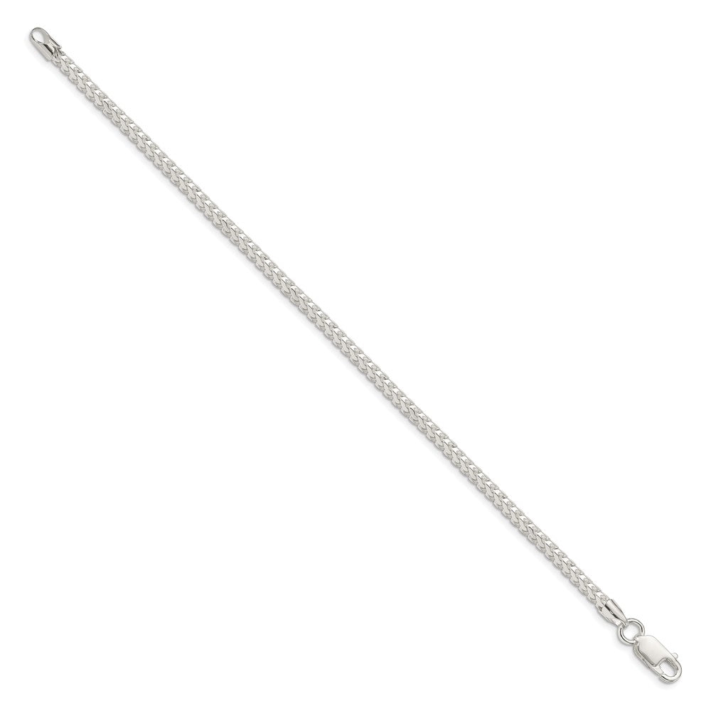 7 Inch Sterling Silver 3.1mm D/C Square Franco Chain Bracelet