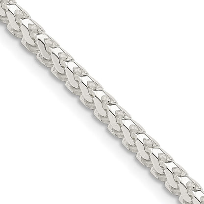 22 Inch Sterling Silver 3.1mm D/C Square Franco Chain Necklace