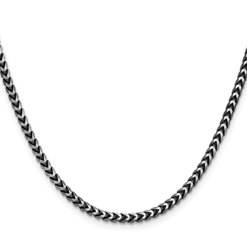 Sterling Silver Antiqued 3.1mm D/c Square Franco Chain