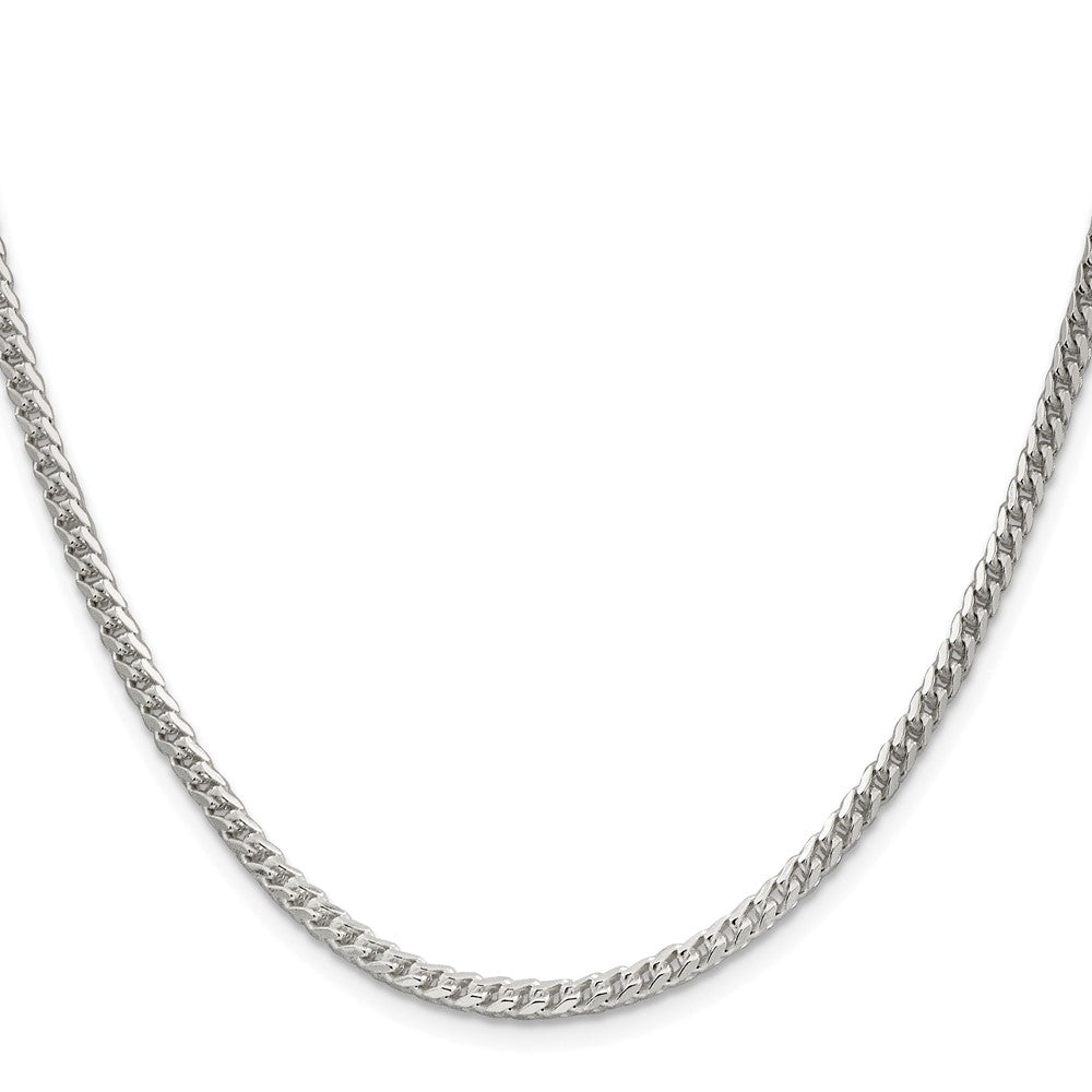 Sterling Silver Rhodium-Plated 3mm D/c Square Franco Chain
