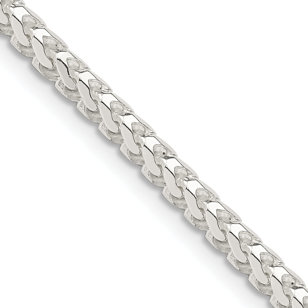 24 Inch Sterling Silver 3.1mm D/C Square Franco Chain Necklace