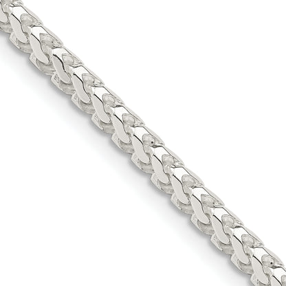 24 Inch Sterling Silver 3.1mm D/C Square Franco Chain Necklace
