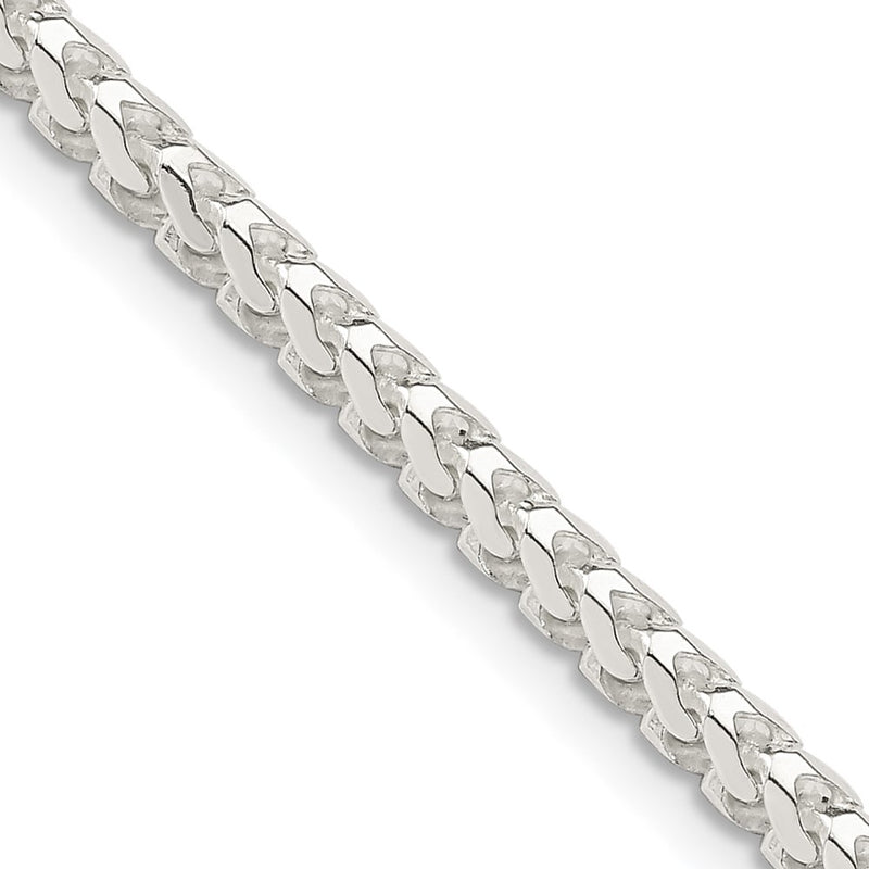 24 Inch Sterling Silver 3.1mm D/C Square Franco Chain Necklace